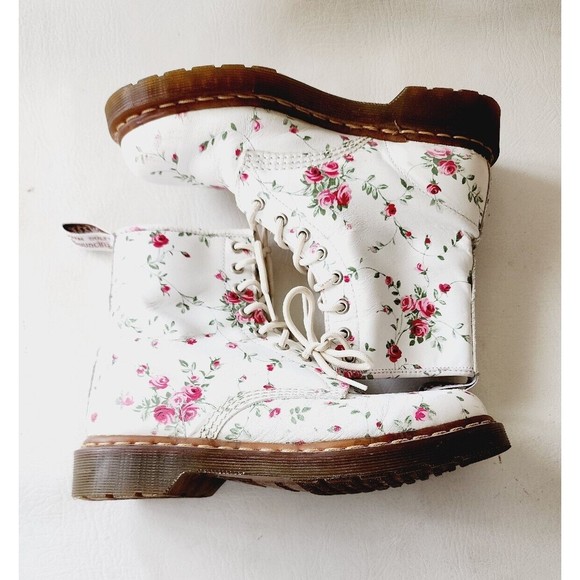 Dr. Martens Shoes - Dr Marten 1460 Portland Rose Combat Lace Up White RARE Limited Edition 8